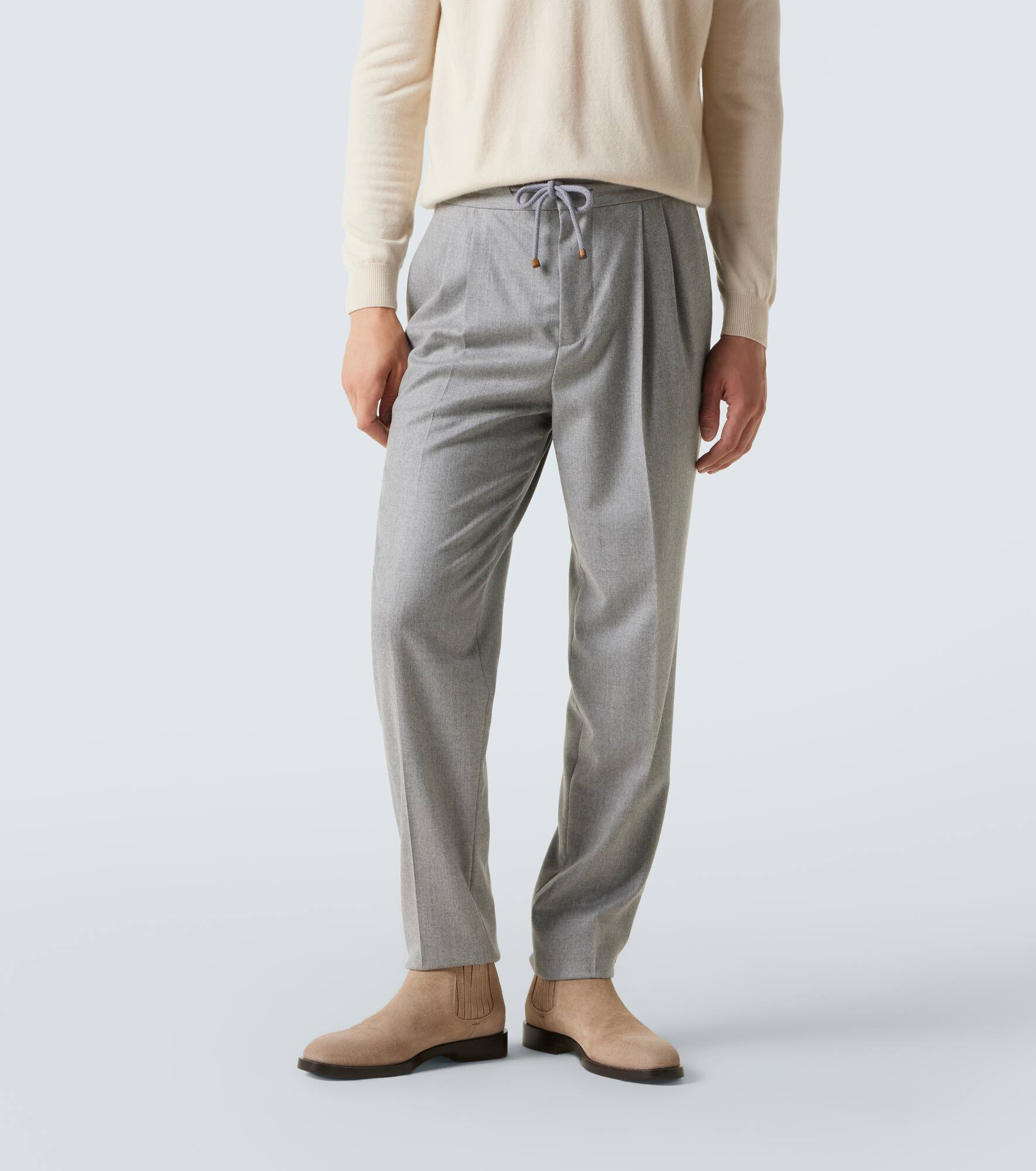 Virgin wool flannel straight pants - 3