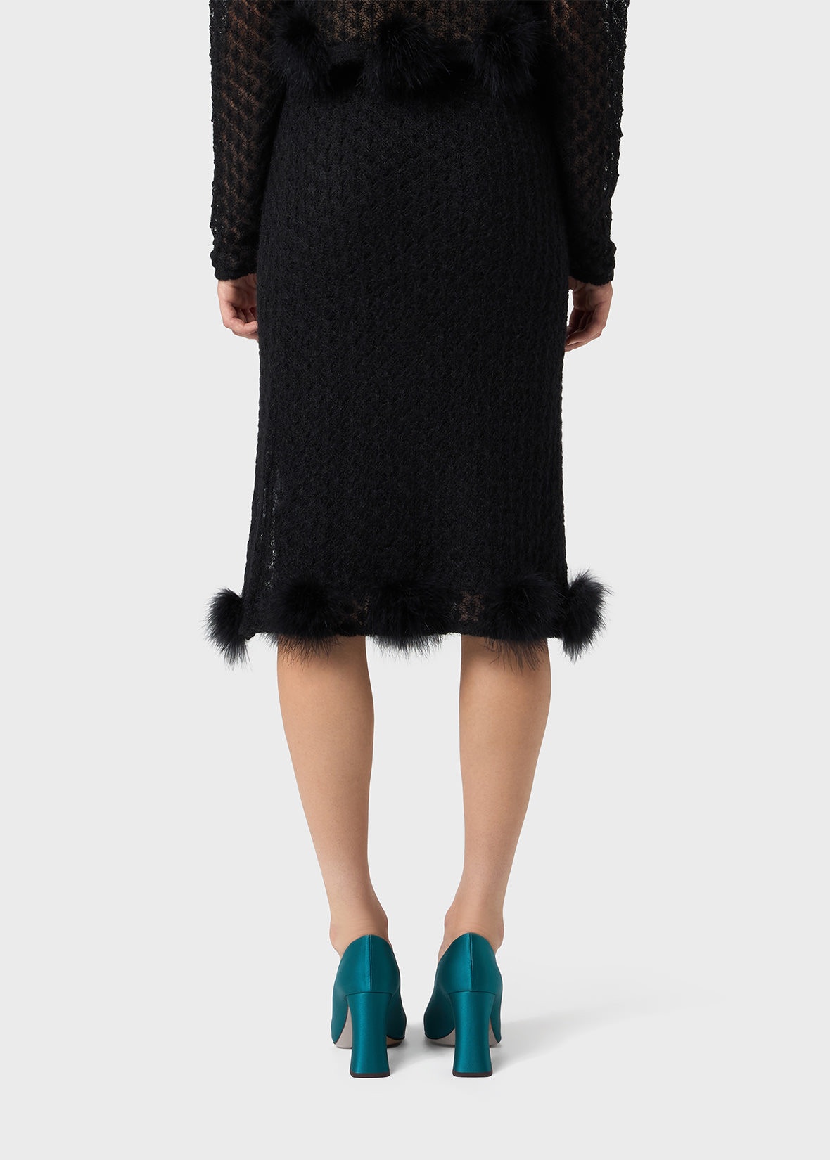 KNITTED SKIRT WITH MARABOU FEATHERS - 4