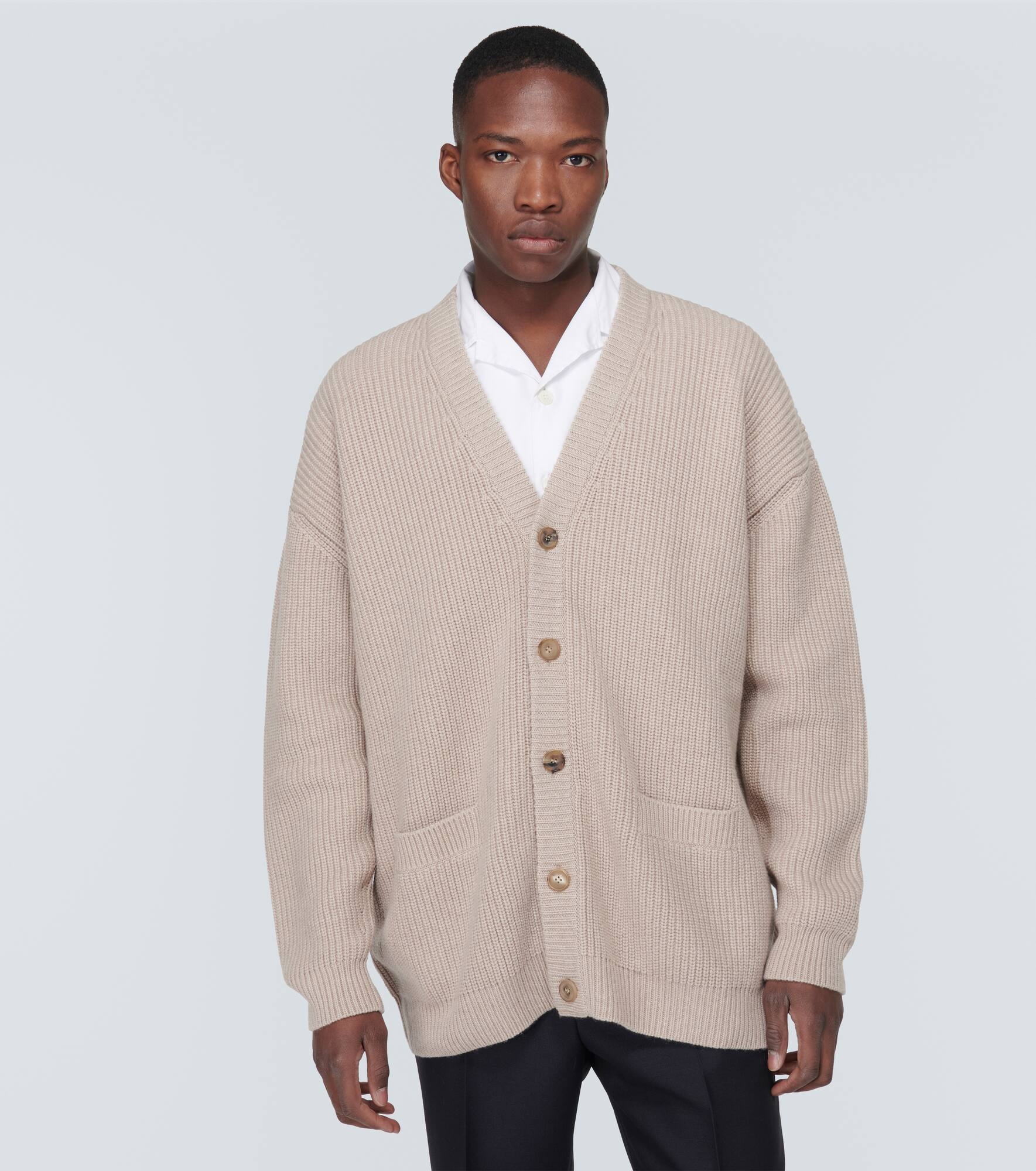 Oversized ribbed-knit cashmere cardigan - 3