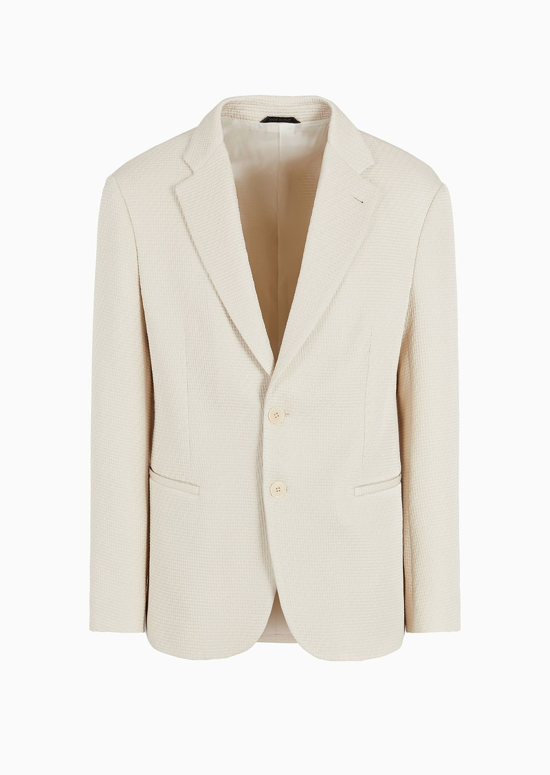 Single-breasted jacket in a quilted silk blend 1