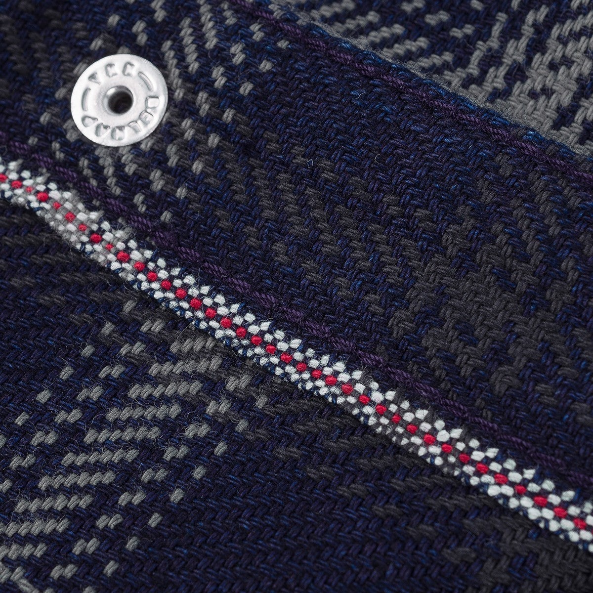 IHSH-411-BLK 9oz Selvedge Indigo Check Flannel Western Shirt Black - 6