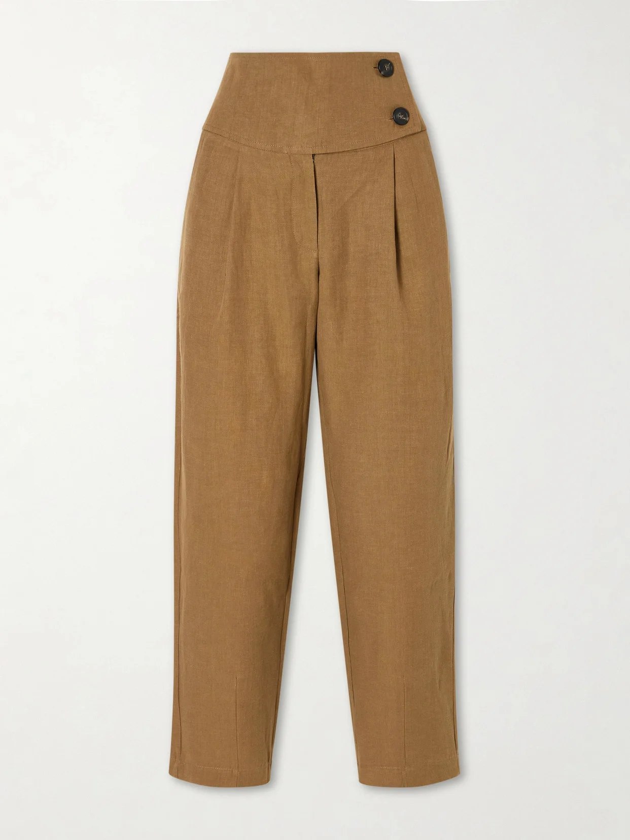 Dafash High-rise Pleated Linen Straight-leg Pants - 1