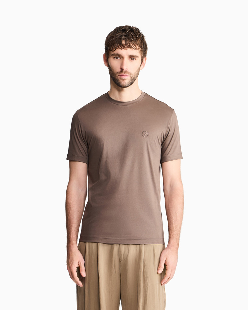 GIORGIO ARMANI COTTON-INTERLOCK T-SHIRT WITH EMBROIDERED LOGO outlook
