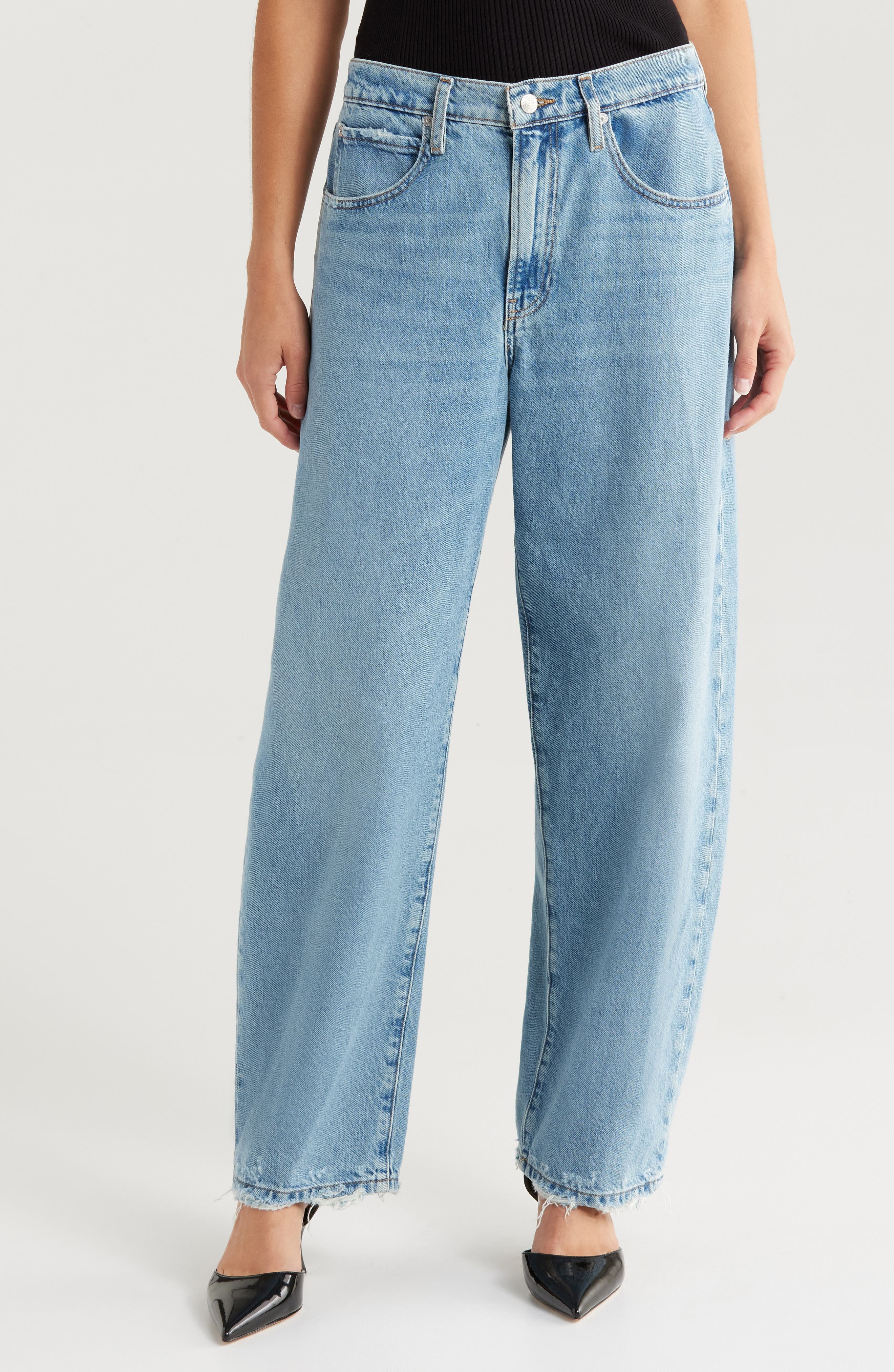 FRAME Low Slung Barrel Leg Jeans in Ziggy at Nordstrom - 1