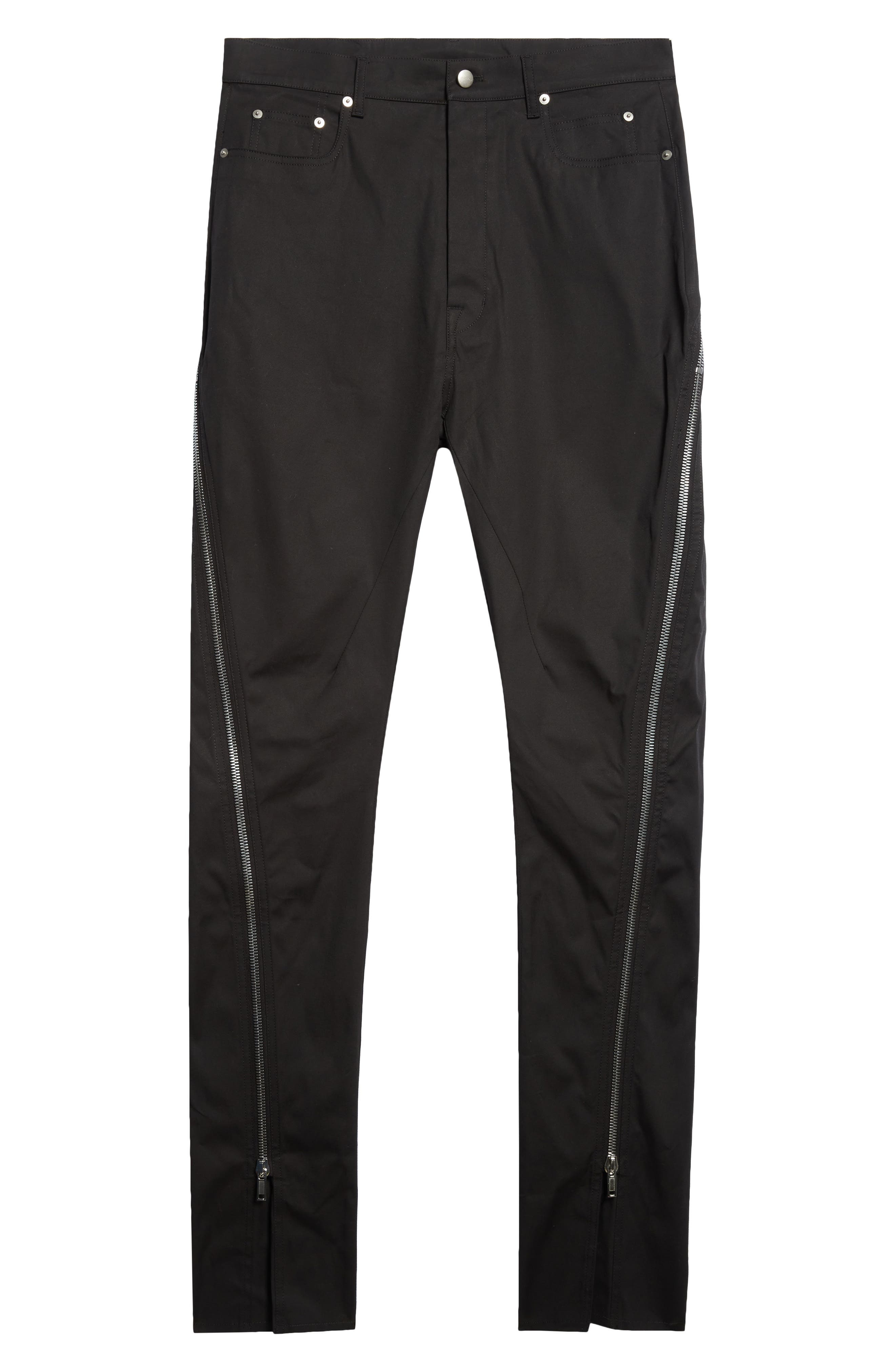 Rick Owens Bolan Banana Zip Raw Hem Jeans in Black at Nordstrom - 7