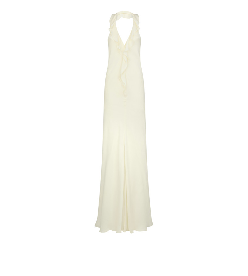 HALTERNECK EVENING DRESS WITH RUFFLE DETAIL 4