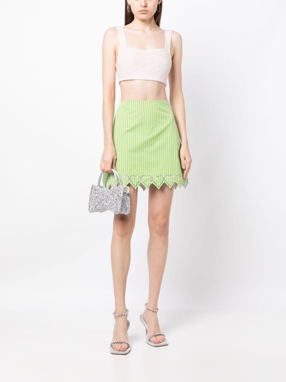 crystal-embellished scalloped miniskirt - 2