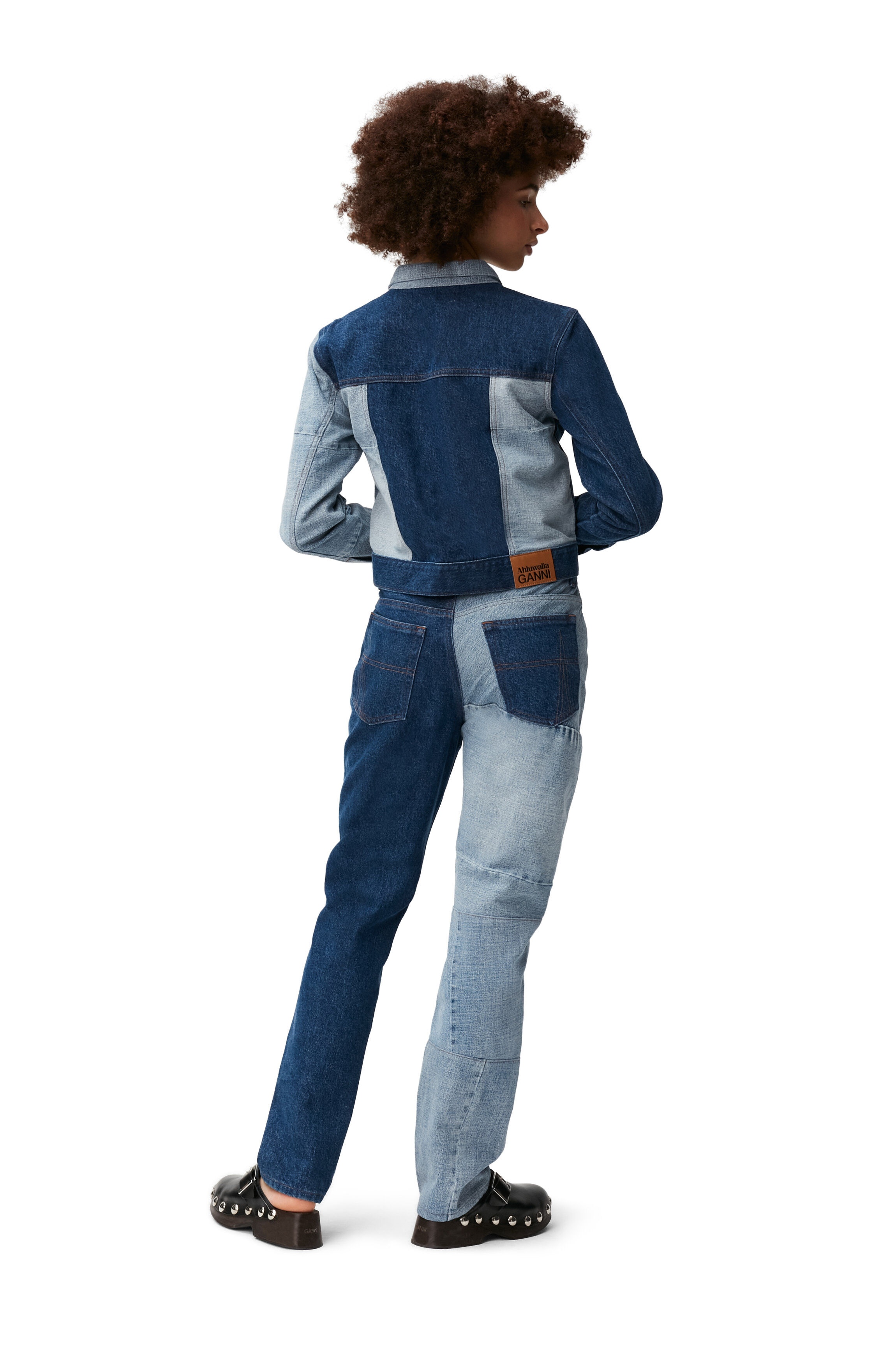 PATCHWORK DENIM PATCHWORK MIDWAIST STRAIGHT LEG JEANS - 4