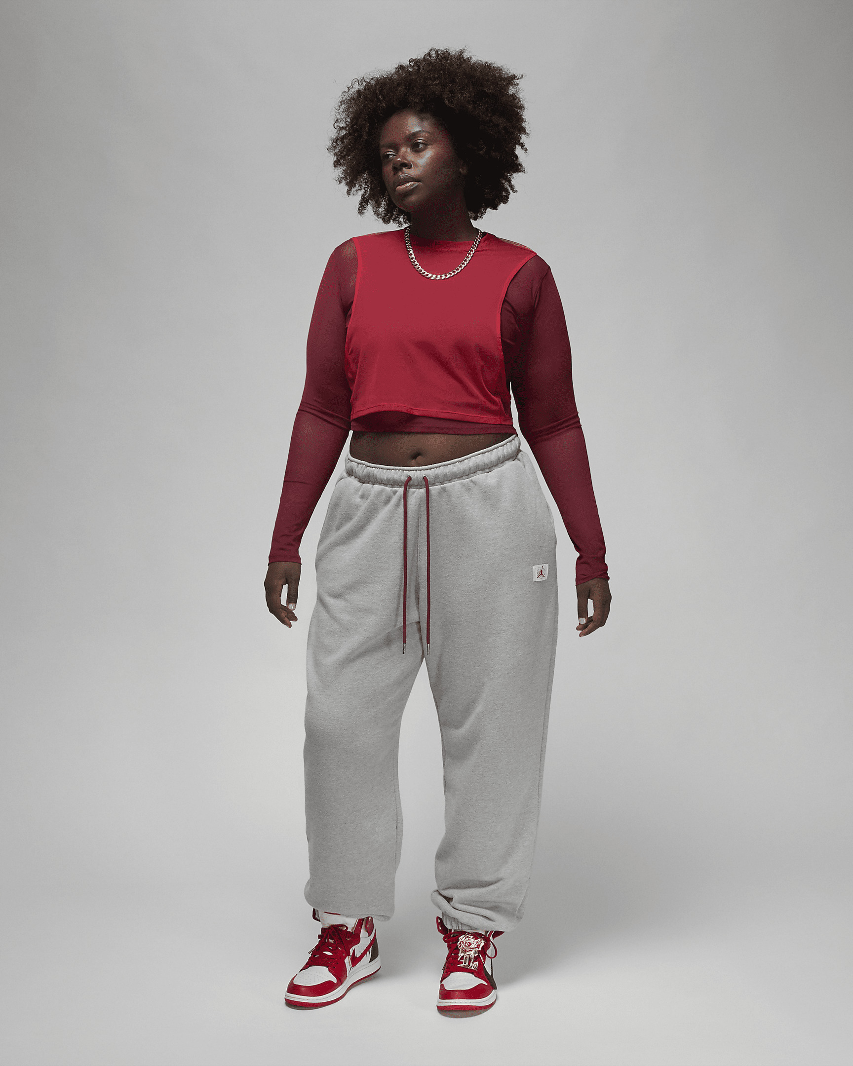Women's Jordan x Teyana Taylor Long-Sleeve Mesh Top - 5