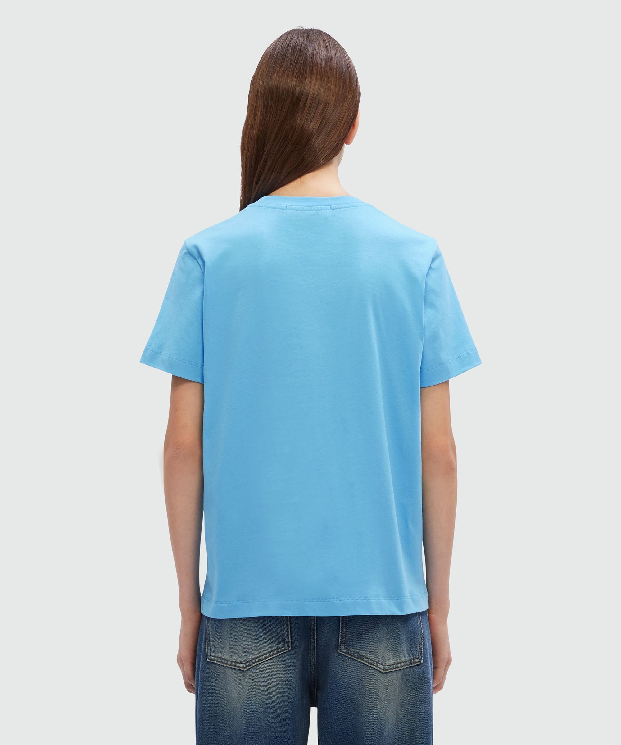 Light blue cotton T-Shirt with embroidery - 3