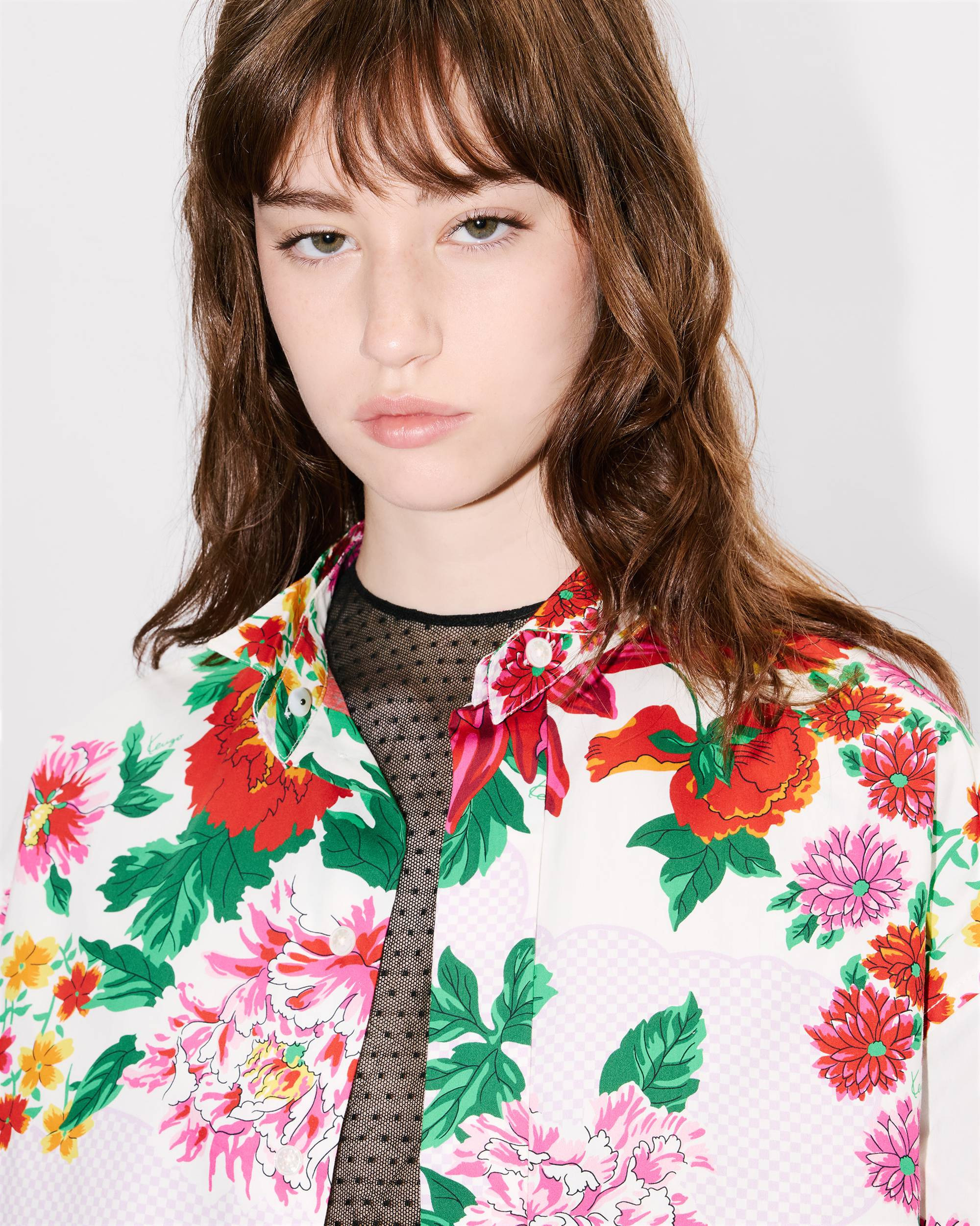 'KENZO Archive Floral' stand collar shirt in cotton silk - 6
