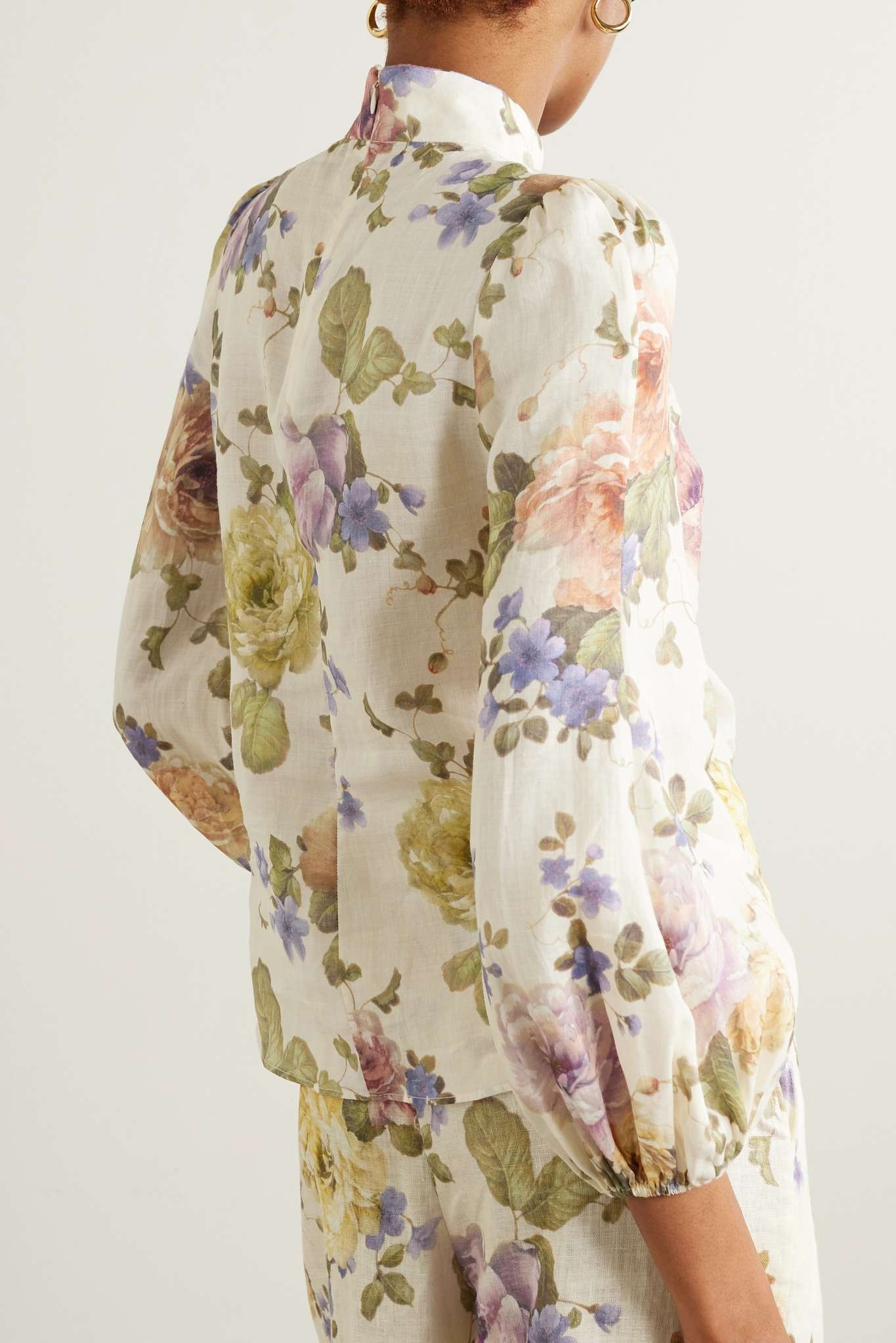 Embellished floral-print ramie-voile blouse - 4