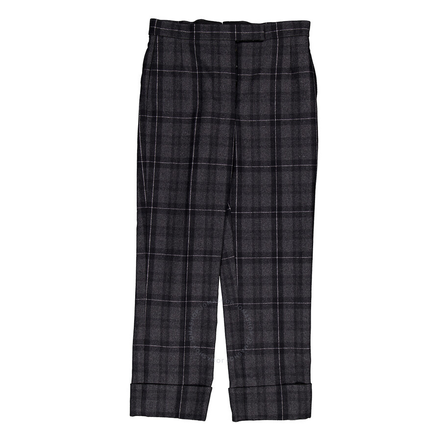 Thom Browne Ladies Charcoal Check-Pattern Cropped Trousers - 2