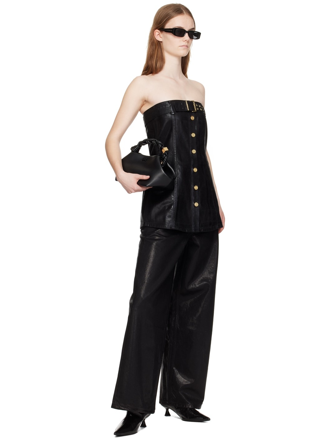 Black Foil Denim Camisole - 4