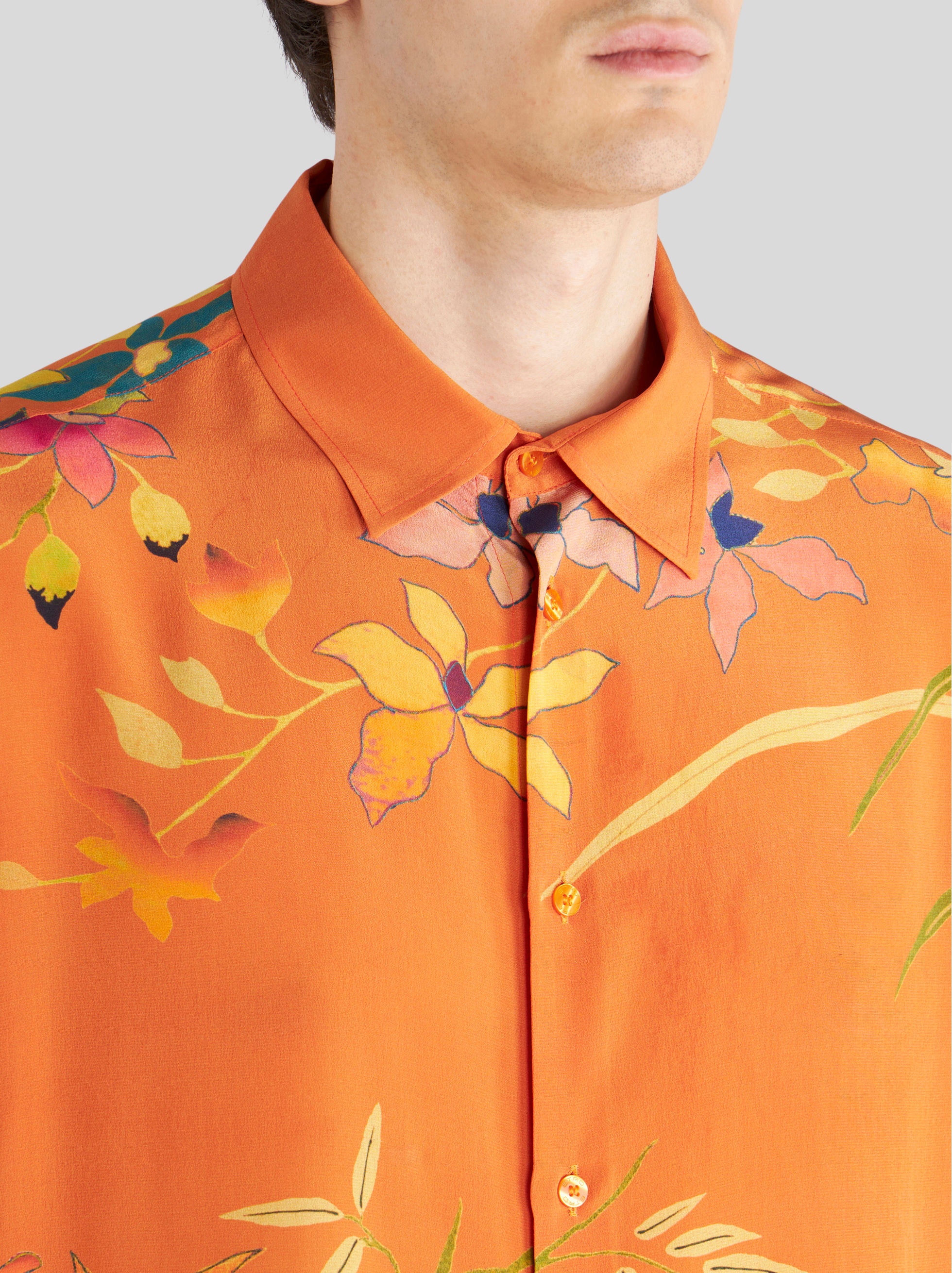 LEAFY FLORAL SILK SHIRT - 3