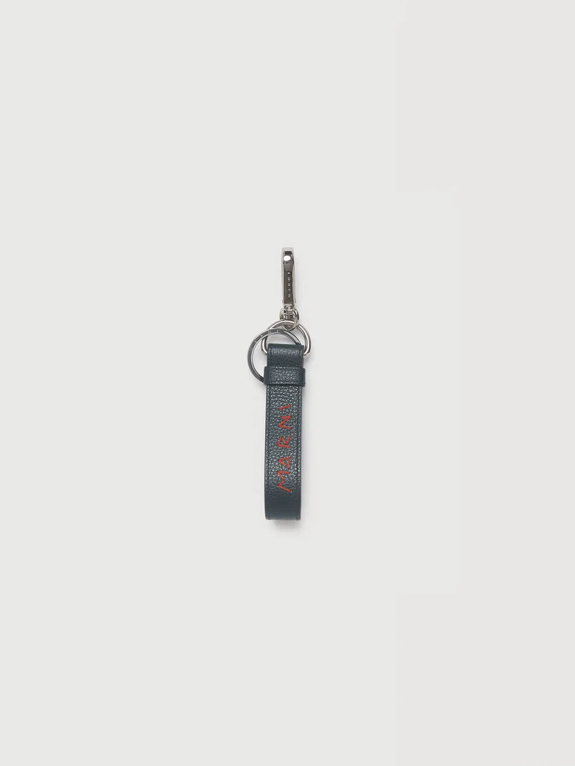 DEEP GREEN LEATHER KEYRING WITH MARNI MENDING - 1