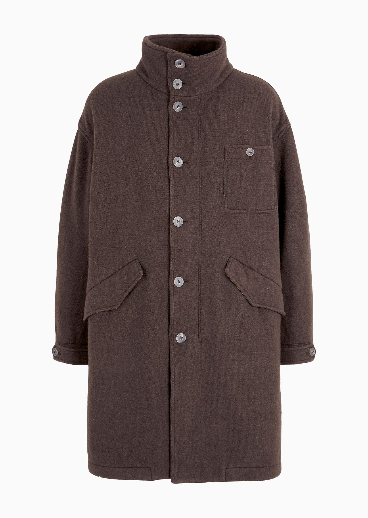 Fulled wool and cashmere cloth pea coat - 1