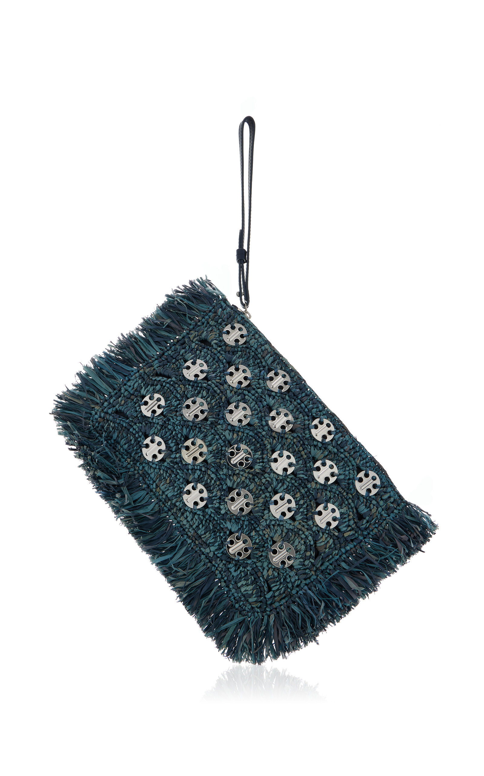 1969 Fringed Raffia Pochette blue - 3