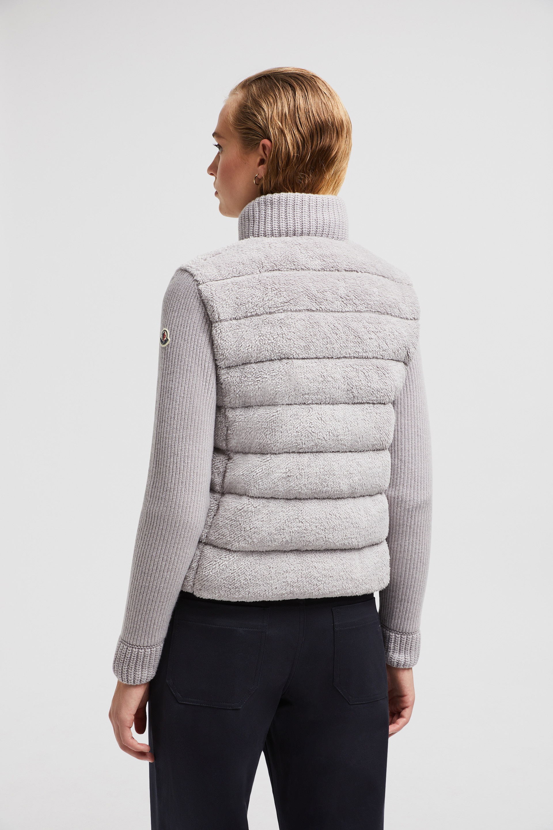 Moncler Padded Wool & Teddy Zip-Up Cardigan | REVERSIBLE