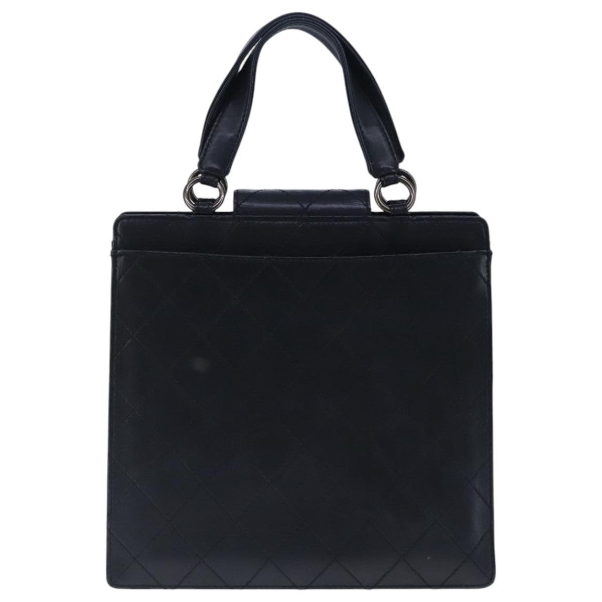 CHANEL Hand Bag Lamb Skin Black CC - 2