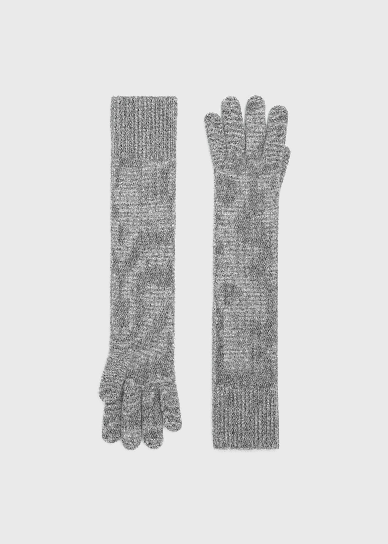 Long knit gloves grey melange - 1