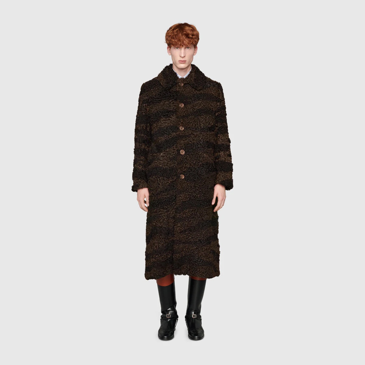 Shearling with zebra pattern coat - 3