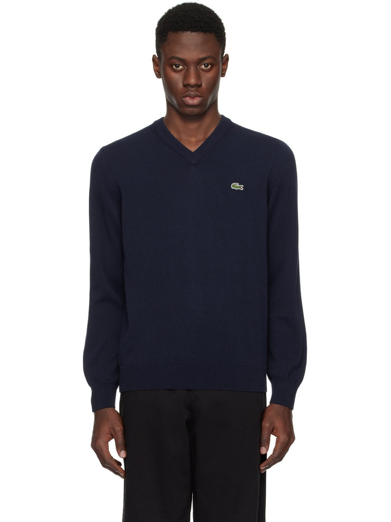 Navy V-Neck Sweater - 1