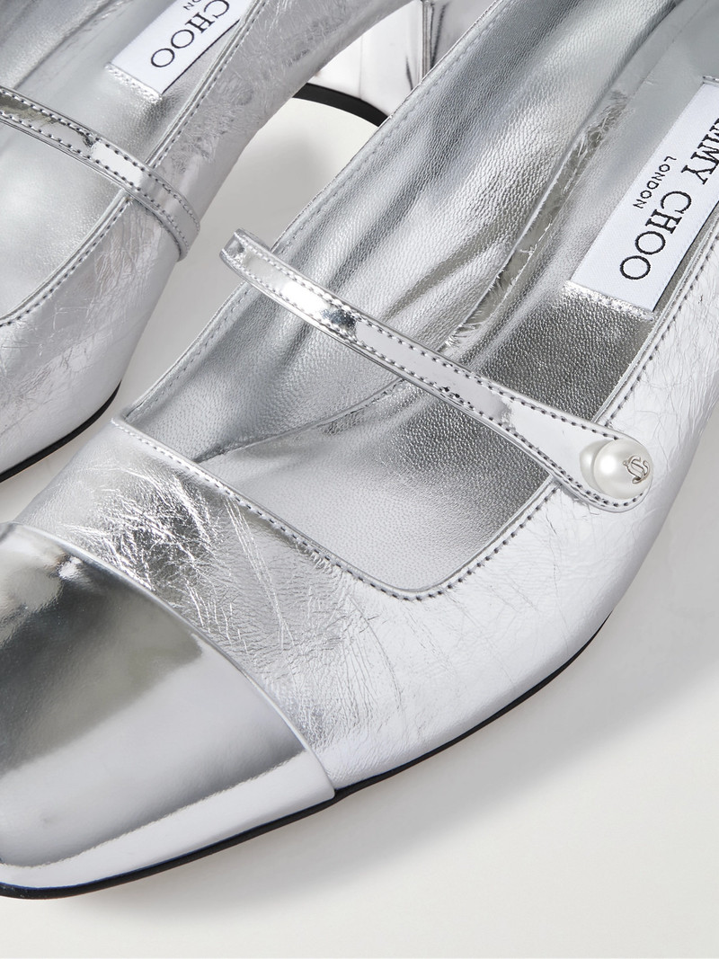 Elisa 45 Embellished Metallic Leather Mary Jane Pumps 4