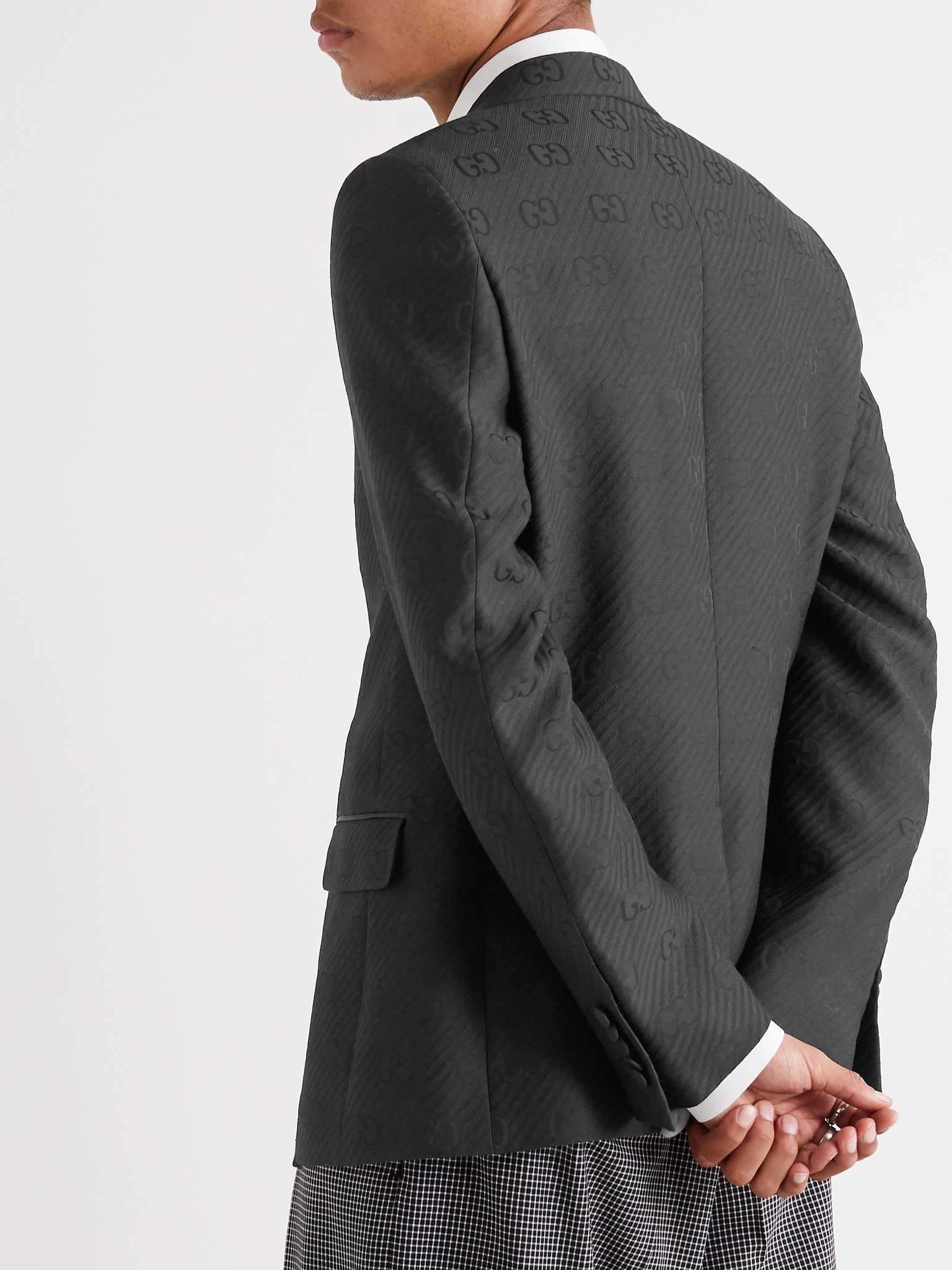 Faille-Trimmed Logo-Jacquard Wool and Silk-Blend Tuxedo Jacket - 3