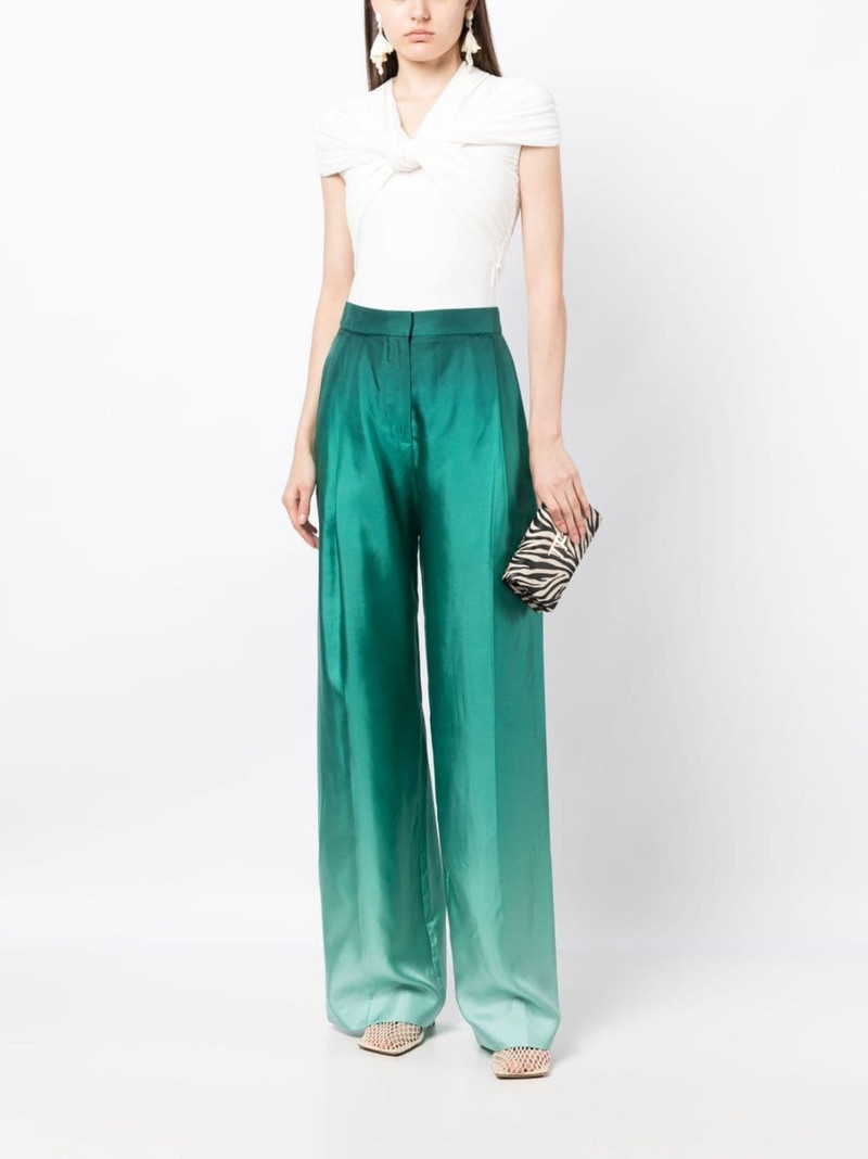 Oscar de la Renta ombré-effect silk palazzo trousers outlook