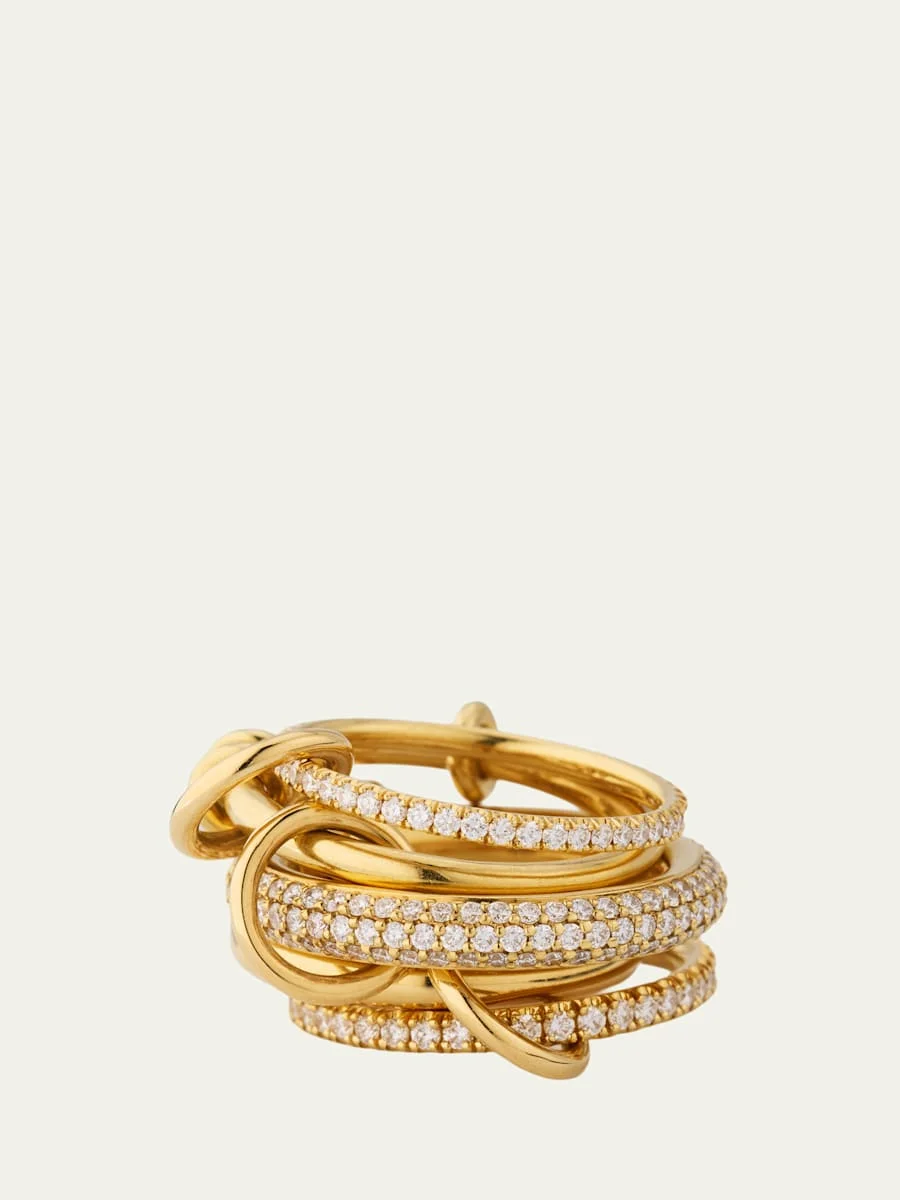 Venus 18K Yellow Gold 5-Link Ring with Diamonds - 1