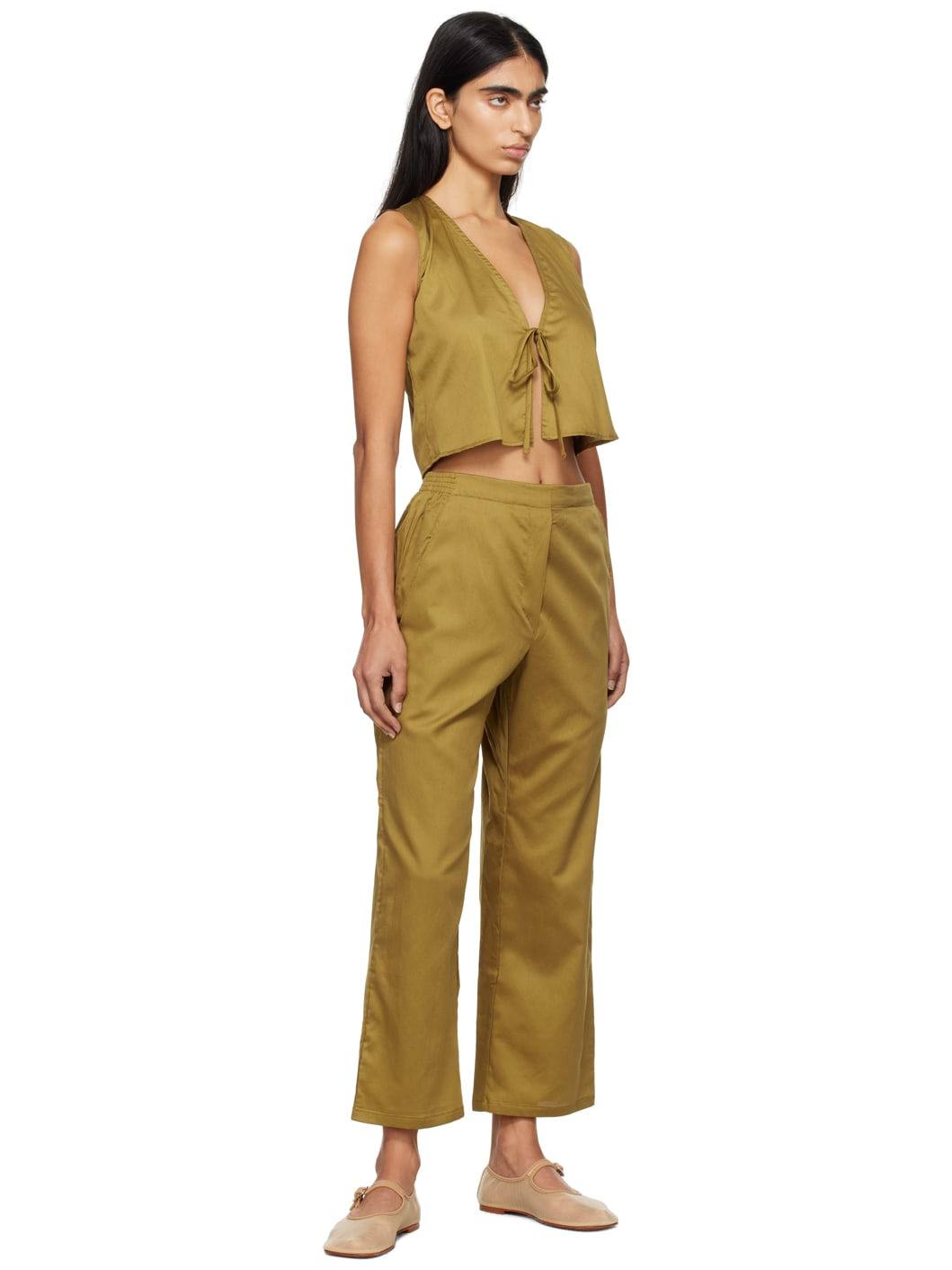 Khaki Yoko Tie Top - 4