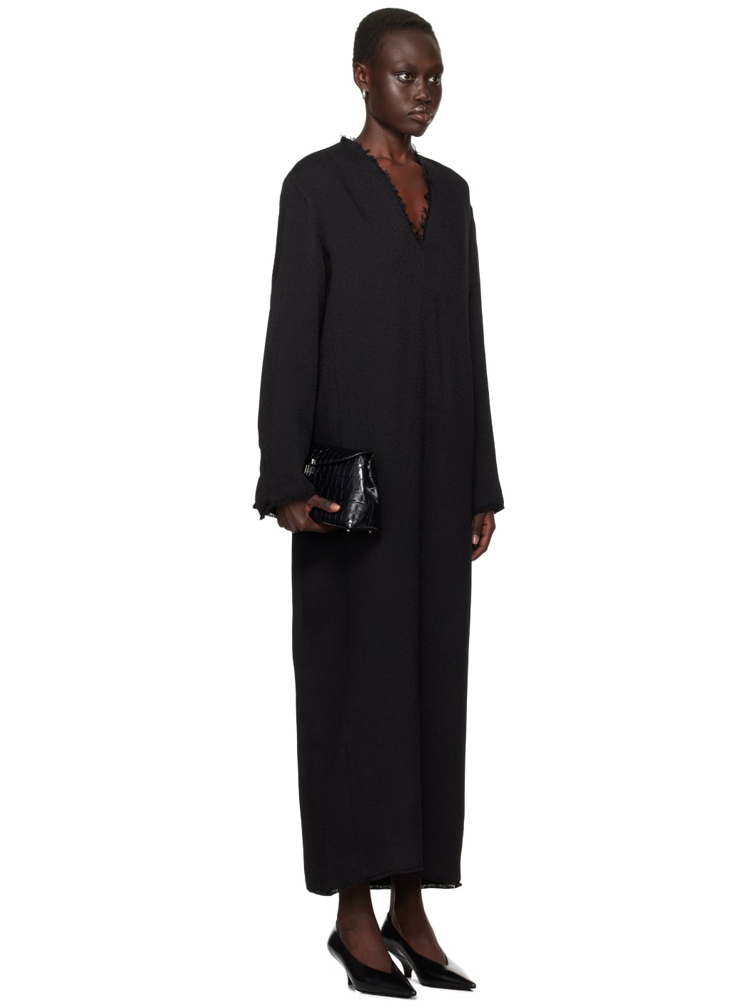 Black Broad Sablé Maxi Dress - 2