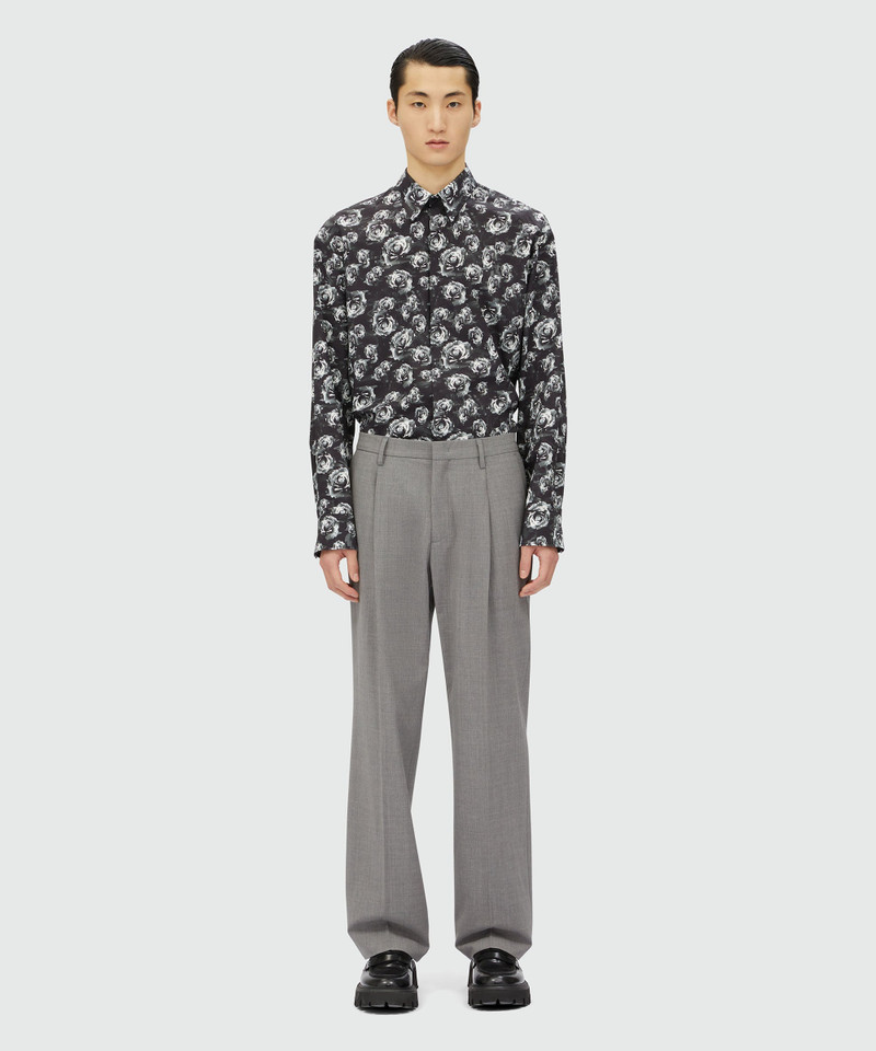 MSGM Grey virgin wool pants with pleats outlook