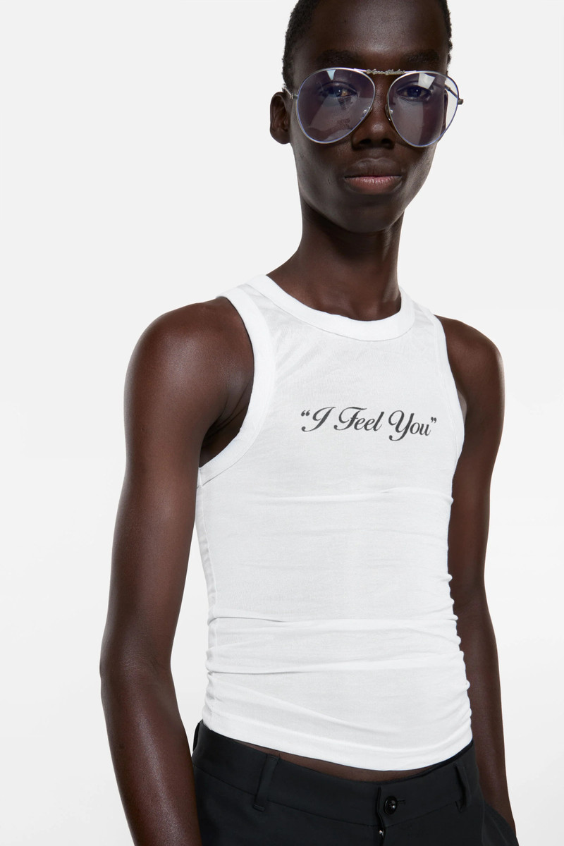 Crinkled printed tanktop - White 4