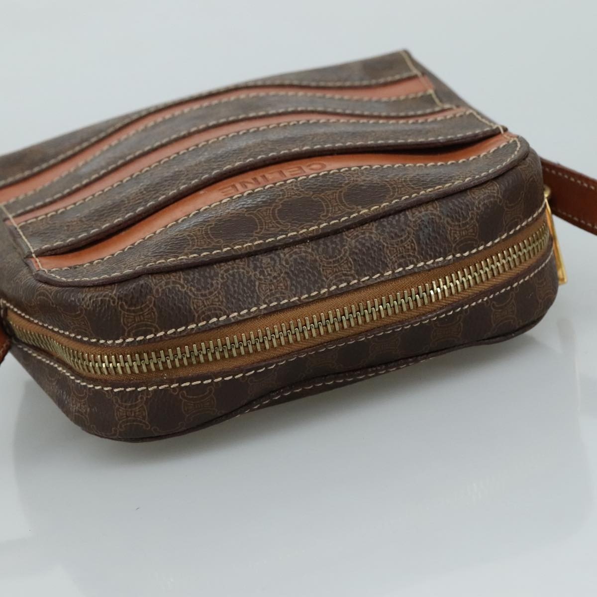 CELINE Macadam Canvas Shoulder Bag Pvc Leather Brown - 6