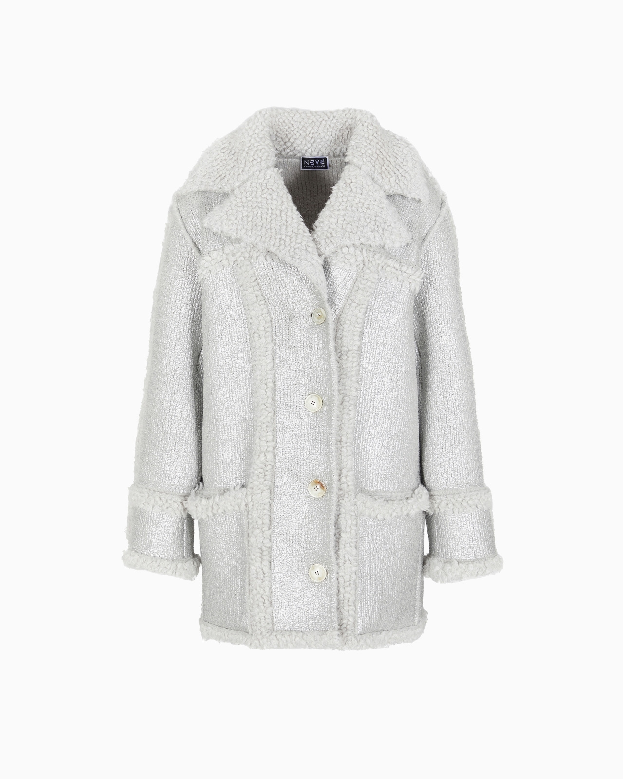 GIORGIO ARMANI NEVE PEA COAT IN A LAMINATED CASHMERE, ALPACA AND SILK BLEND - 1
