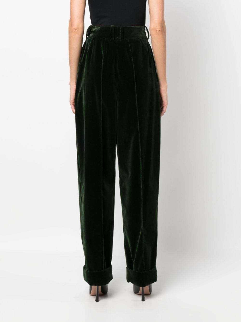 high-waisted velvet trousers - 4