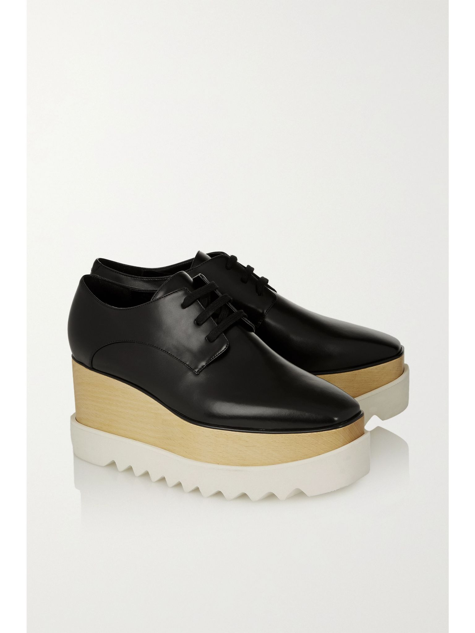 Elyse faux glossed-leather platform brogues Black - 5