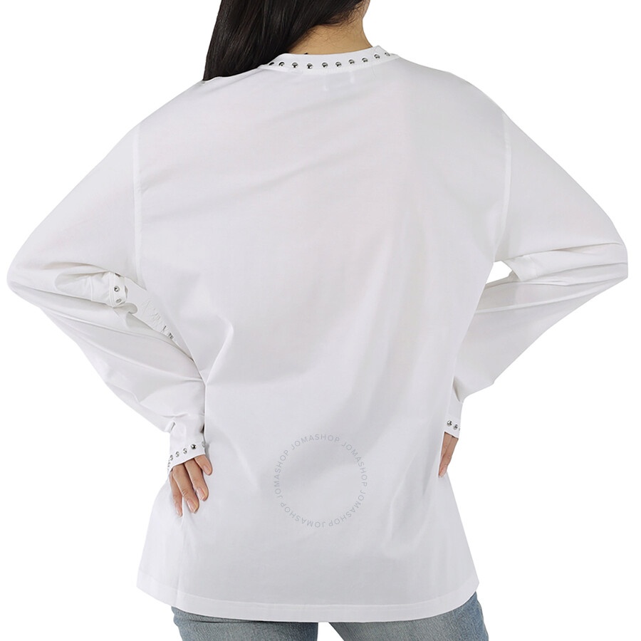 Burberry Ladies Ashbury White Cut-out Detail Studded Top - 3