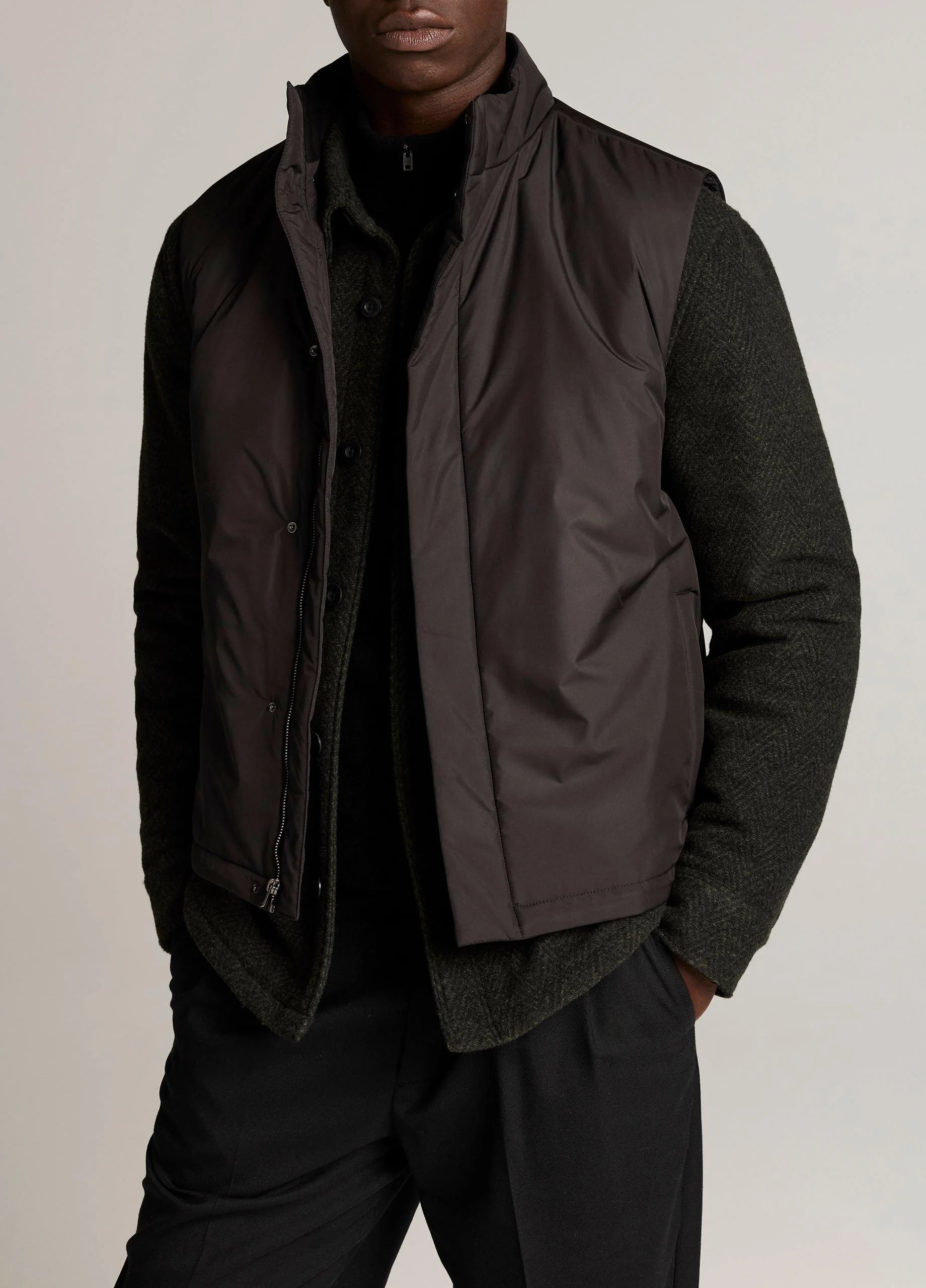 Insulated Tech-Fabric Vest - 1