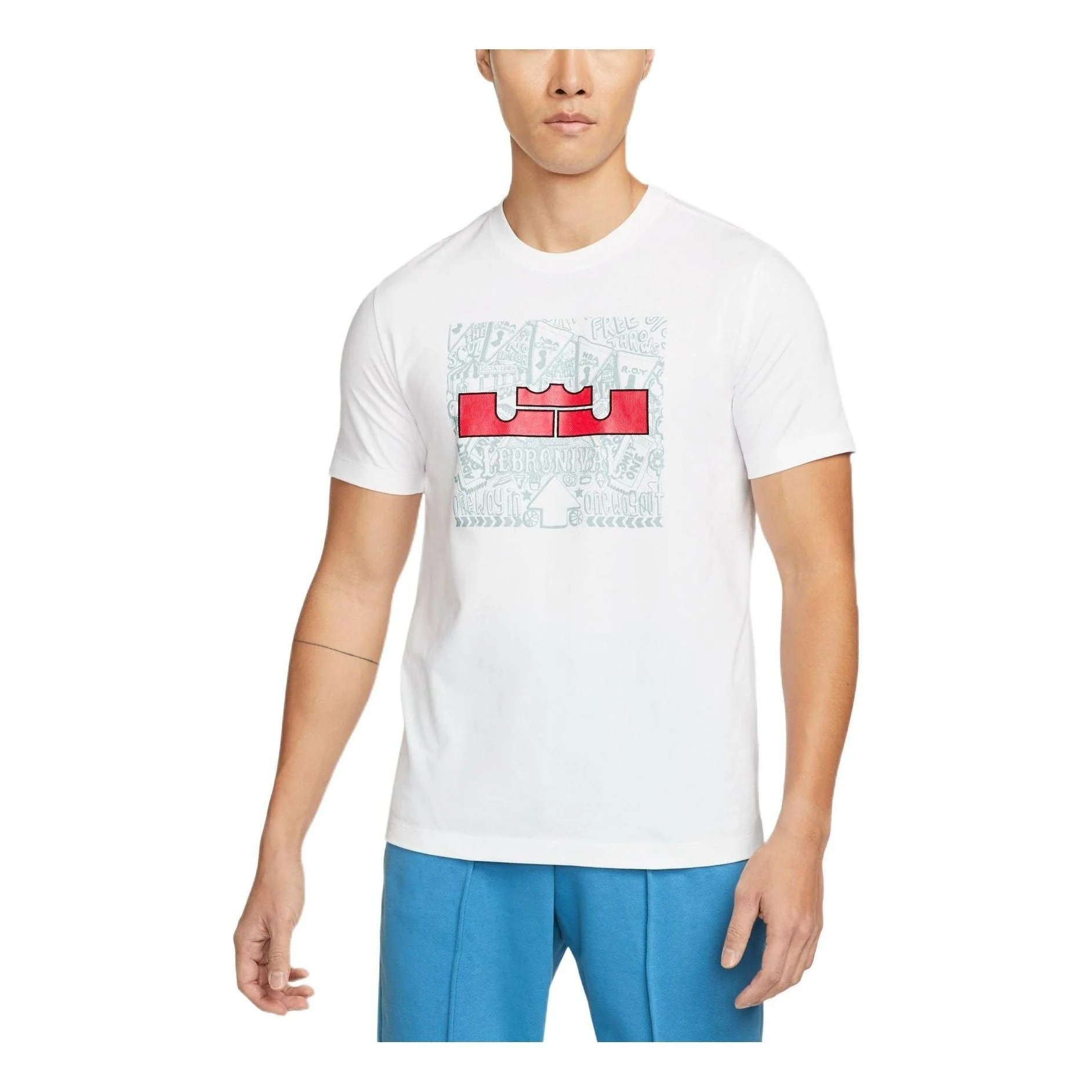 Nike Cartoon Pattern Printing Knit Casual Short Sleeve White DQ1884-100 - 1