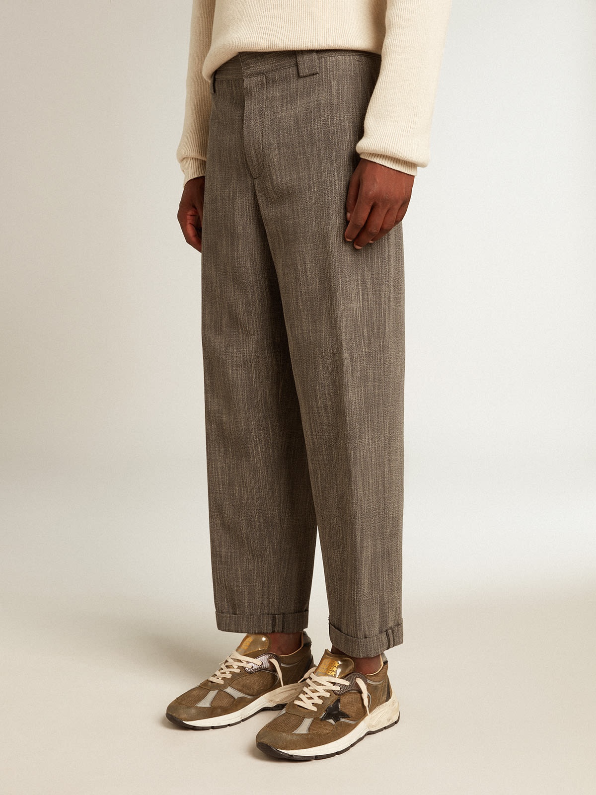 Men's chinos in gray melange wool blend - 2