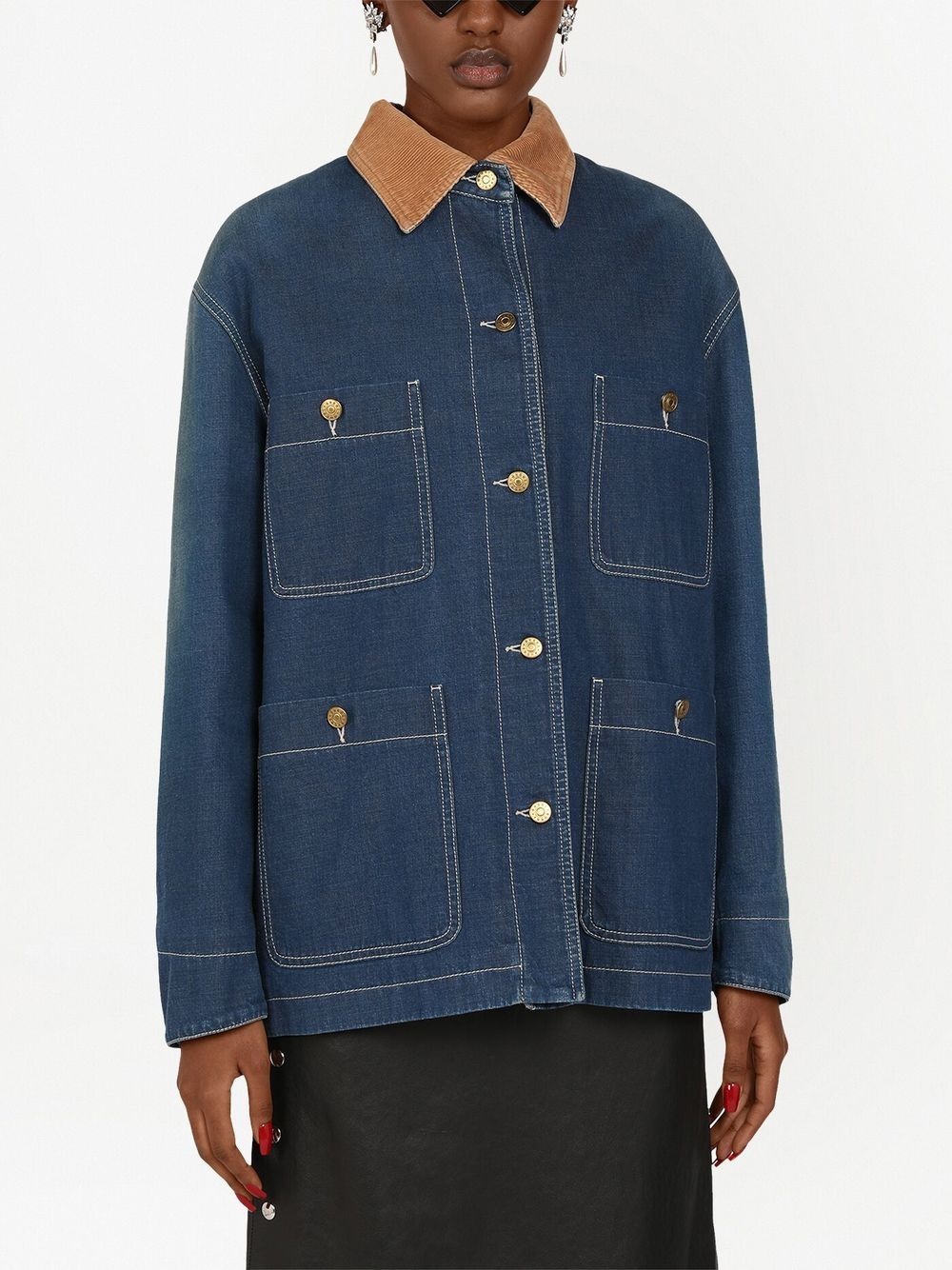 longline denim jacket - 3