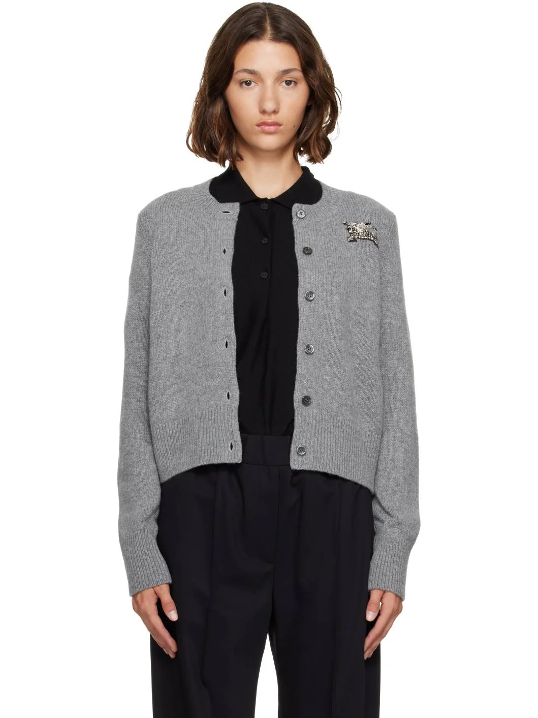 Gray Wool Cardigan - 1