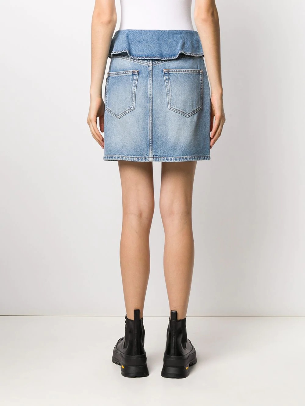 volant-detail denim skirt - 4