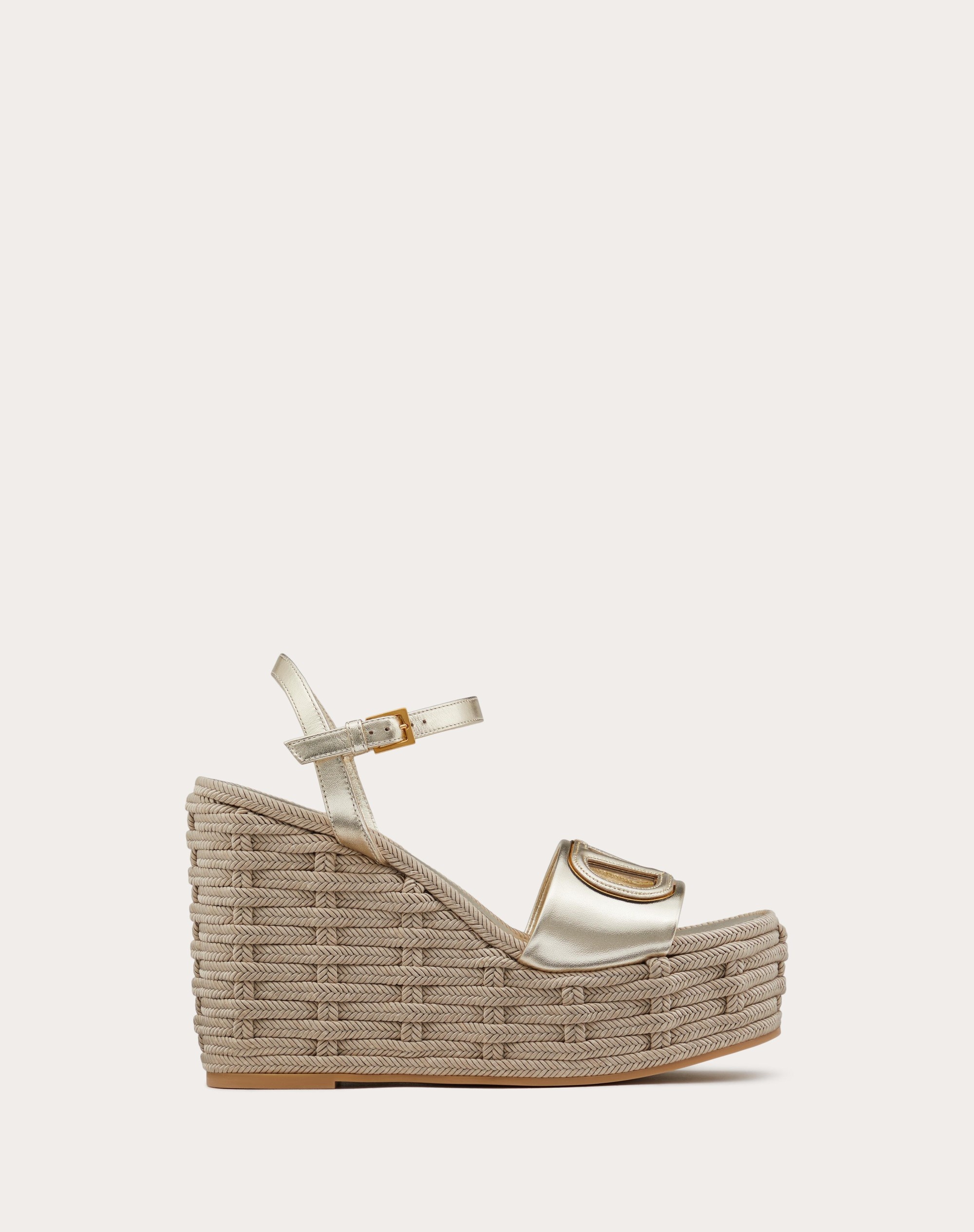 VLOGO CUT-OUT WEDGE SANDAL IN LAMINATED NAPPA LEATHER 110MM - 1