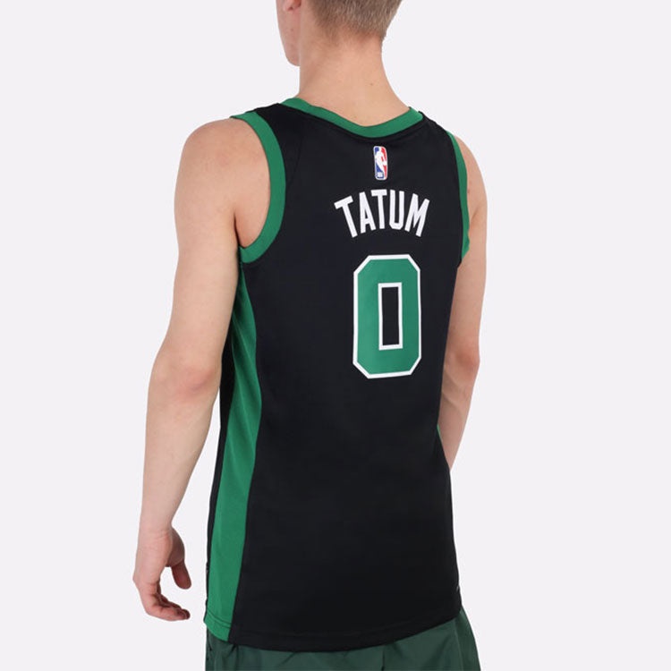 Air Jordan NBA Sports Basketball Jersey Vest SW Fan Edition Boston Celtics Tatum No. 0 'Black Green' - 5