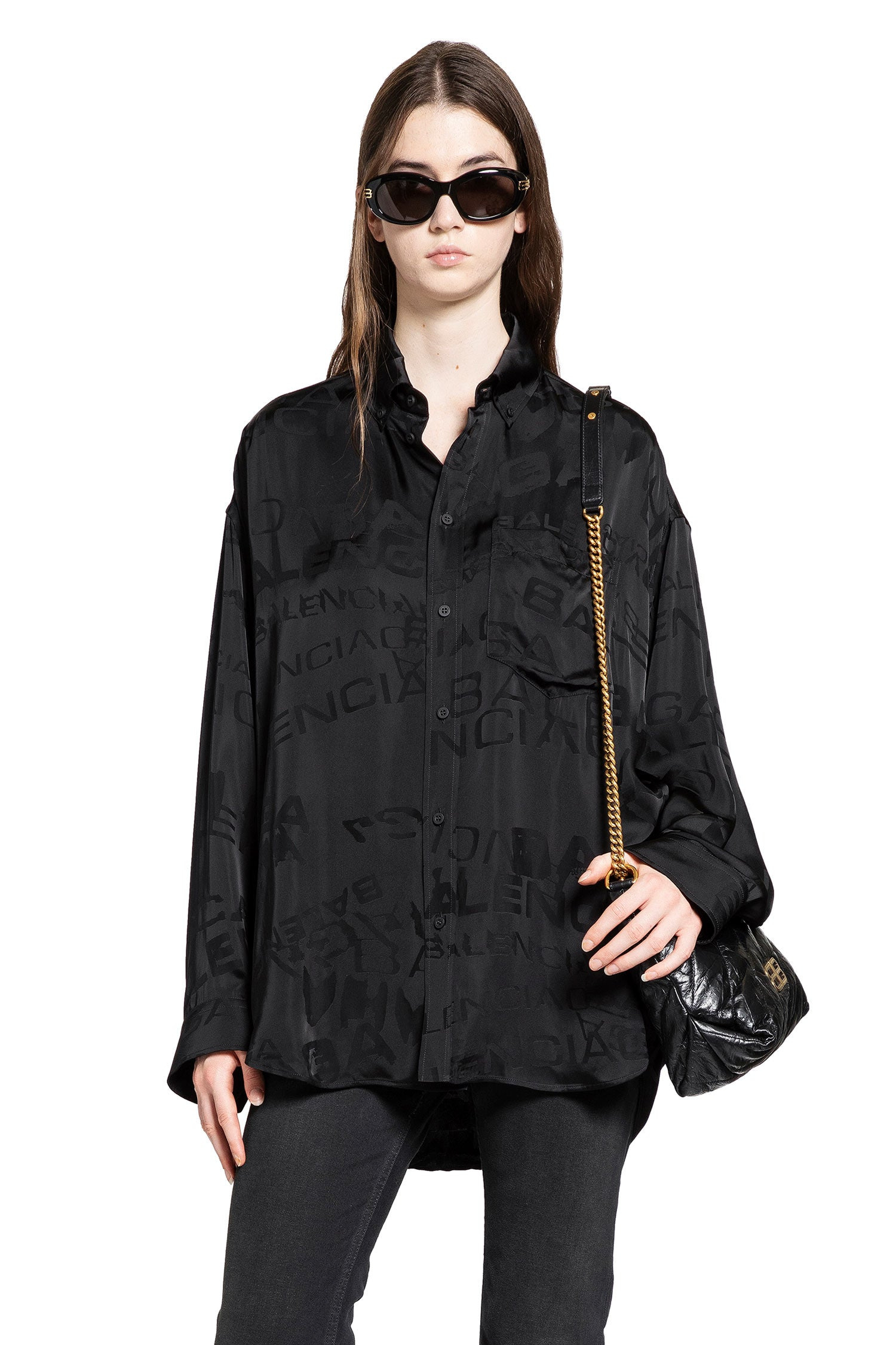 Logo Jacquard Satin Shirt - 6