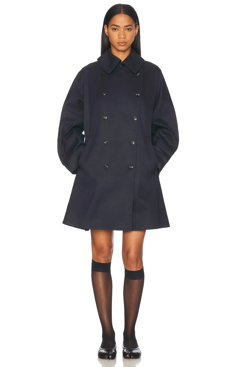 Waxed Herringbone Peacoat - 1